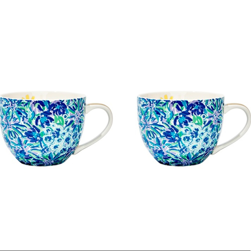 NWT Lilly Pulitzer Set of Two Ceramic Blue Mugs